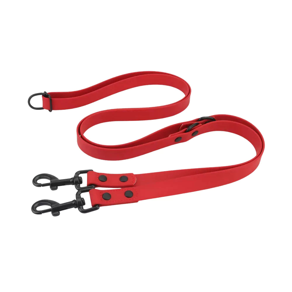 red Black Riveted Double-Ended Dog Leash