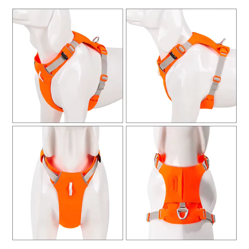Orange Canine Culture Cordura Exploration Dog Harness Pocket Storage Bag Dispenser Front Clip