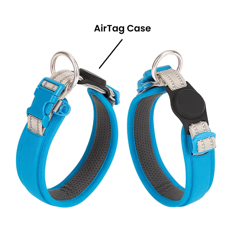 Blue Cordura Dog Collar AirTag Canine Culture