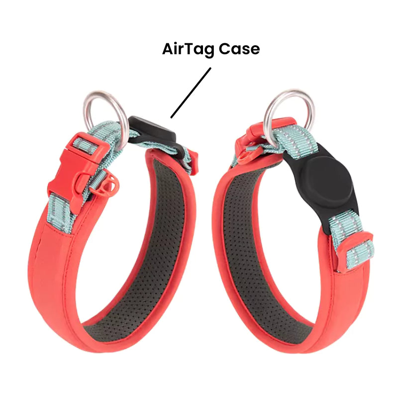 Red Cordura Dog Collar AirTag Canine Culture