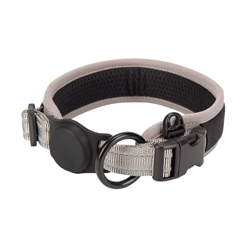 Gray Cordura Dog Collar AirTag Canine Culture