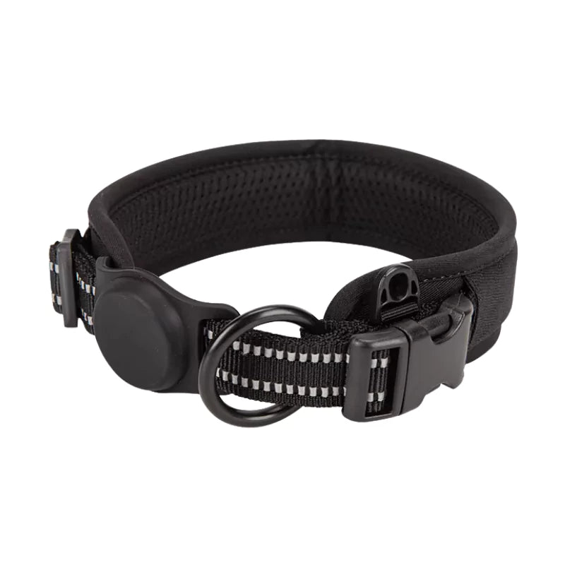 Black Cordura Dog Collar AirTag Canine Culture