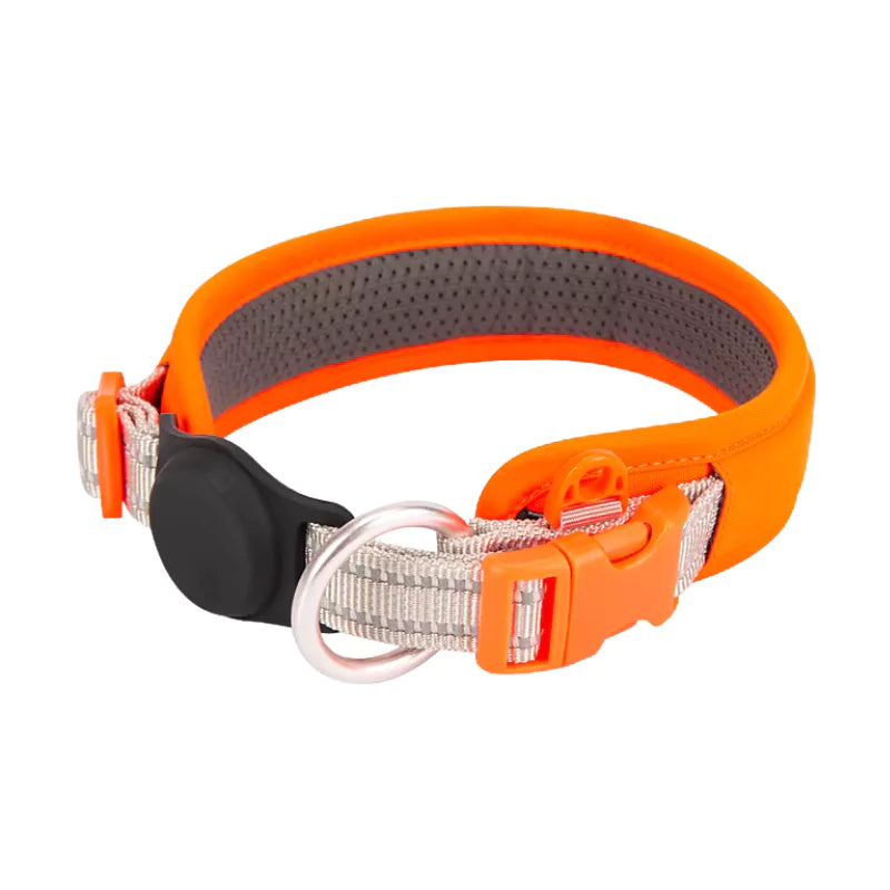 Orange Cordura Dog Collar AirTag Canine Culture