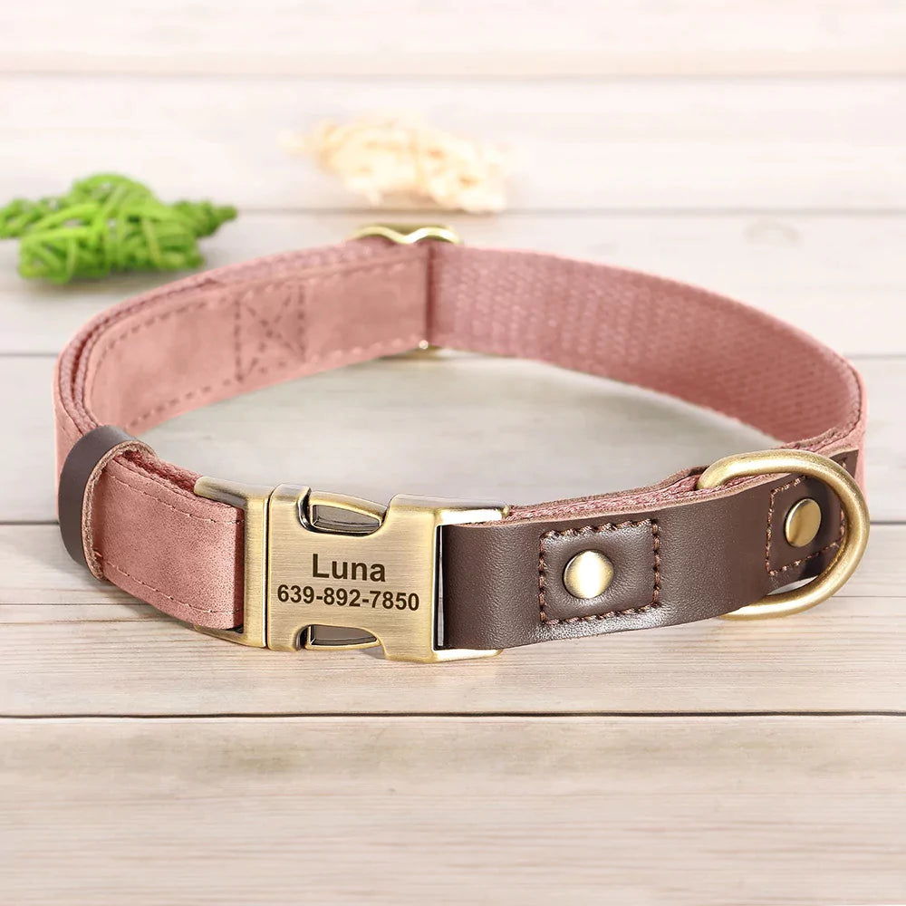 PINK Custom Artisan Dog Collar Lead Personalised Canine Culture