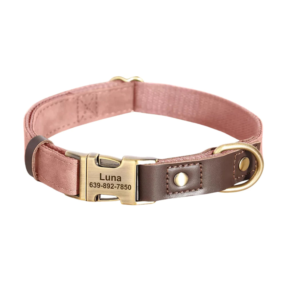 PINK Custom Artisan Dog Collar Lead Personalised Canine Culture