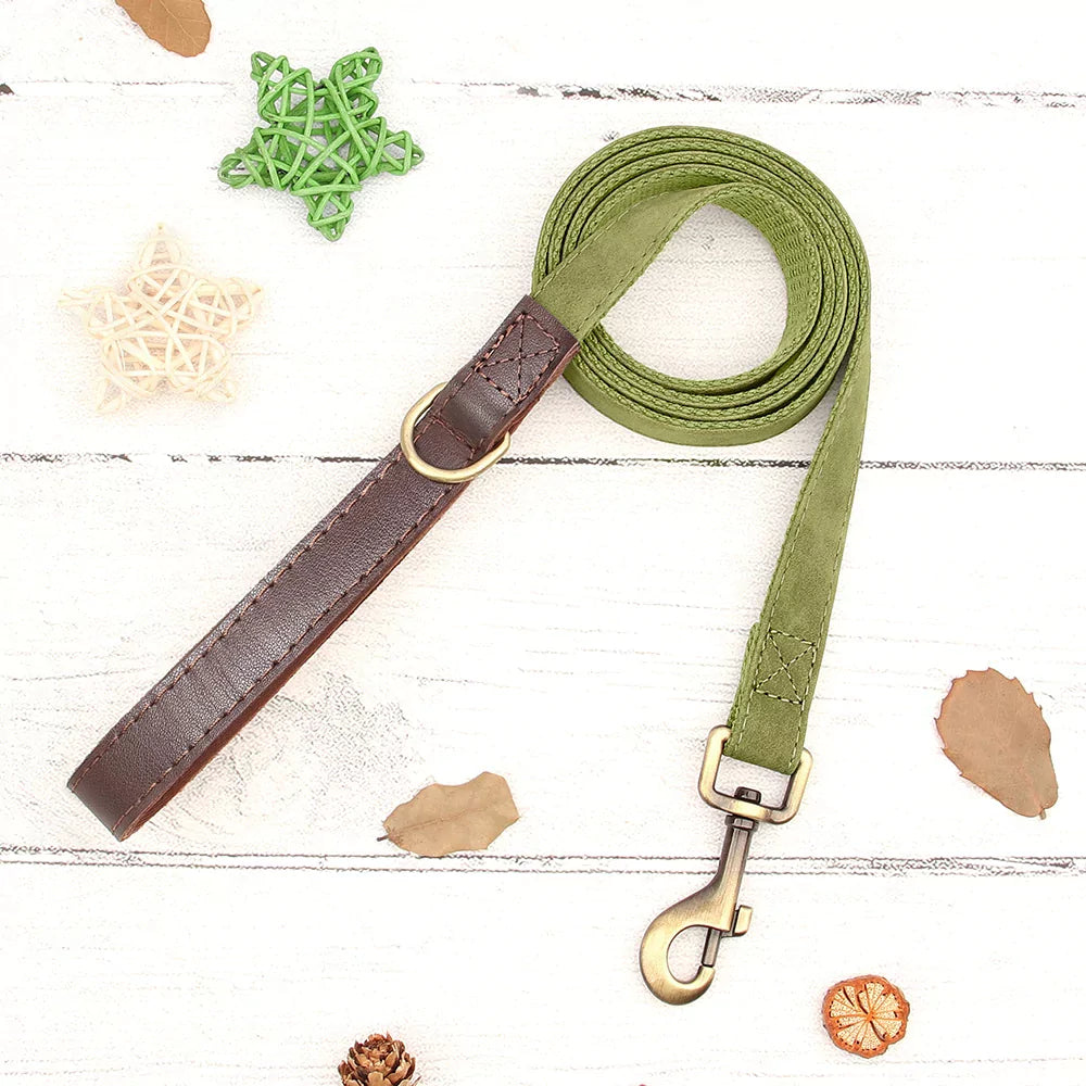 GREEN Custom Artisan Dog Collar Lead Personalised Canine Culture