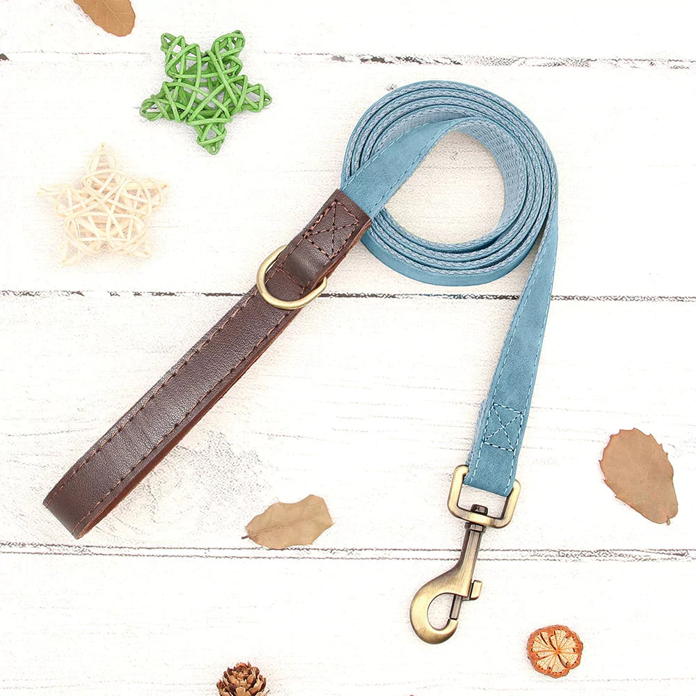 BLUE Custom Artisan Dog Collar Lead Personalised Canine Culture