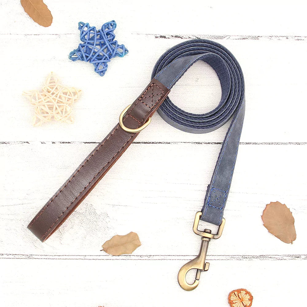 BLUE Custom Artisan Dog Collar Lead Personalised Canine Culture