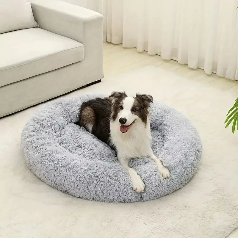 Crimson Red Deep Sleep Donut Dog Bed | Ultra-Soft
