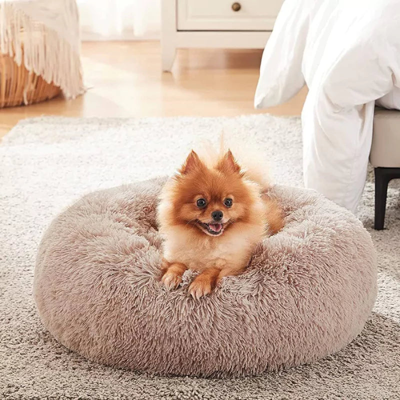 Crimson Red Deep Sleep Donut Dog Bed | Ultra-Soft