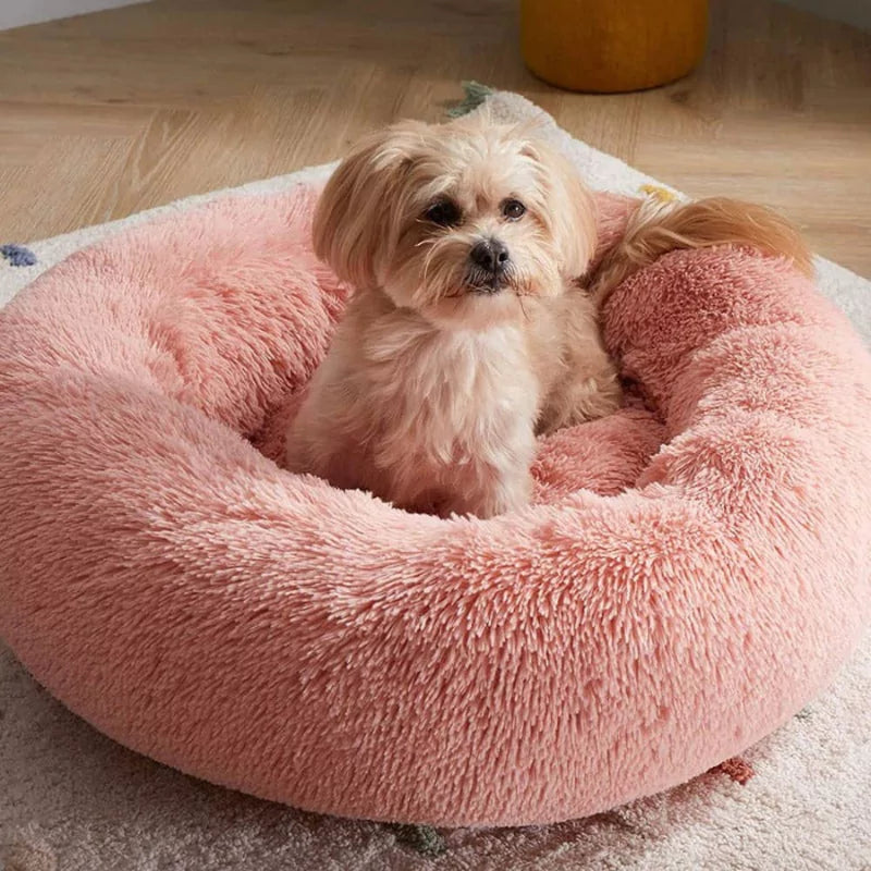 Crimson Red Deep Sleep Donut Dog Bed | Ultra-Soft