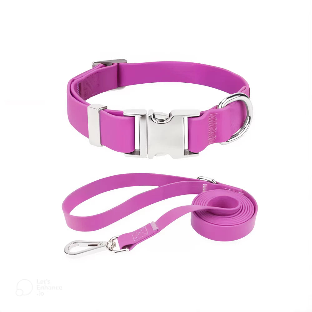 Pink Everyday Dog Collar Leash Set PVC Canine Culture