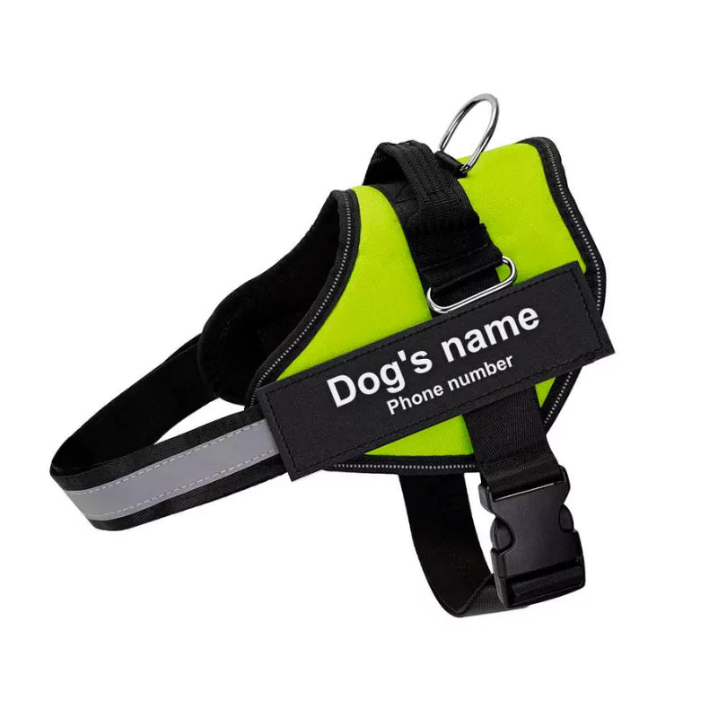 Lime Green Personalized Dog Harness  Reflective With Safety Handle –  Canine Culture