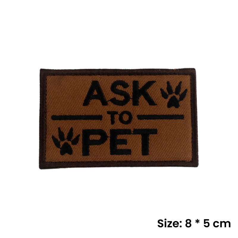 Ask to Pet | Brown Velcro Dog Harness Patch - Canine Culture