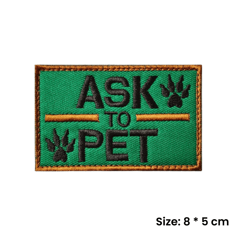 Ask to Pet | Green Velcro Dog Harness Patch - Canine Culture