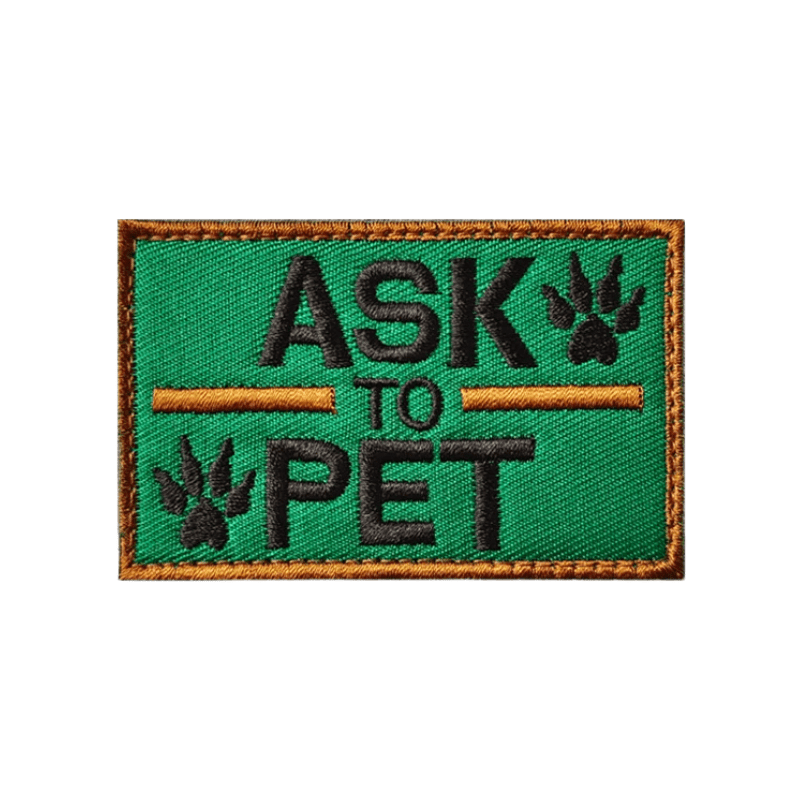 Ask to Pet | Green Velcro Dog Harness Patch - Canine Culture