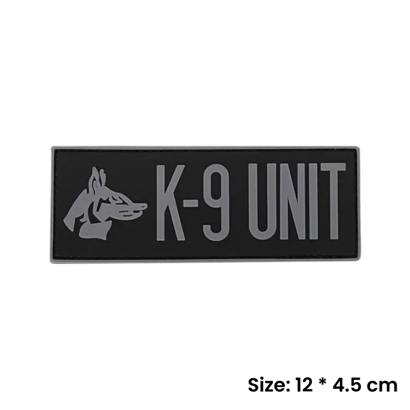 Black - Grey K - 9 Unit | Velcro Dog Harness Patch - Canine Culture