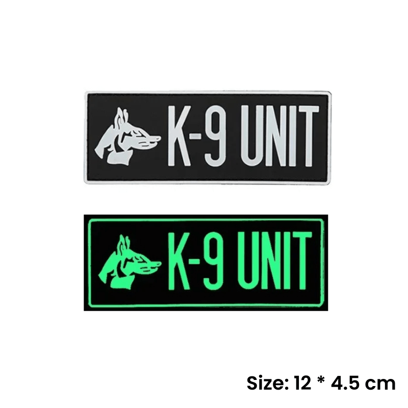 Black K - 9 Unit | Glow In Dark Velcro Dog Harness Patch - Canine Culture