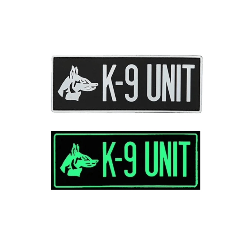 Black K - 9 Unit | Glow In Dark Velcro Dog Harness Patch - Canine Culture
