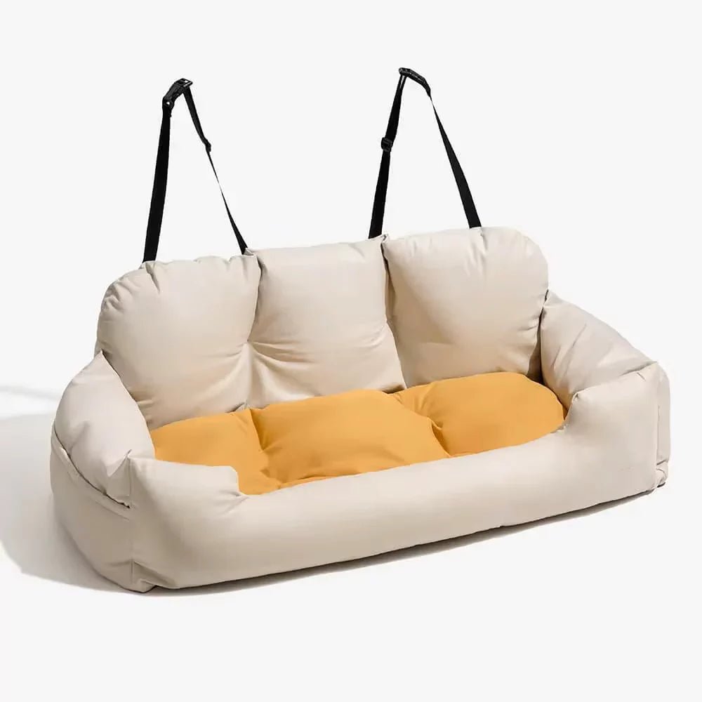 Cream Full Cushioned Car Seat Cover | Dog Carrier - Canine Culture