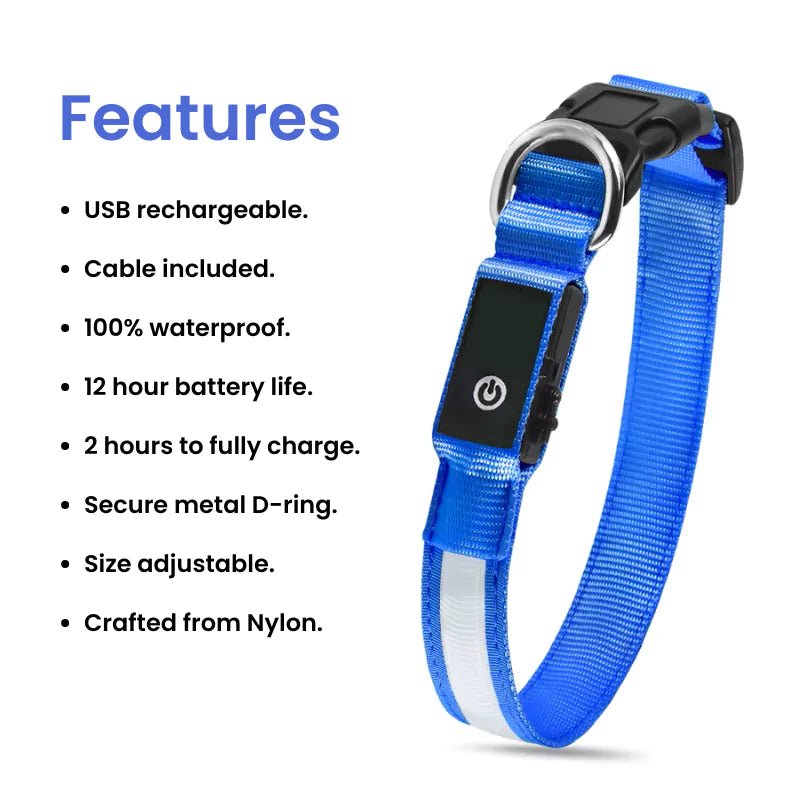 Red LED Dog Collar | Waterproof - Canine Culture