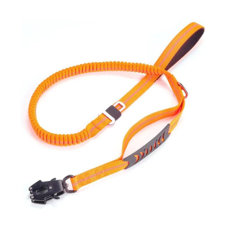 Orange Neon Bungee Dog Leash | Titanium Frog Clip