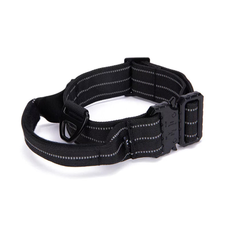 Canine Dog Collar Reflective With Secure Titanium Clip