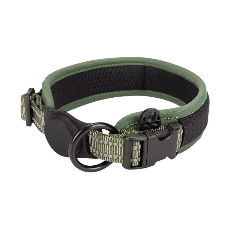 Green Cordura Dog Collar AirTag Canine Culture