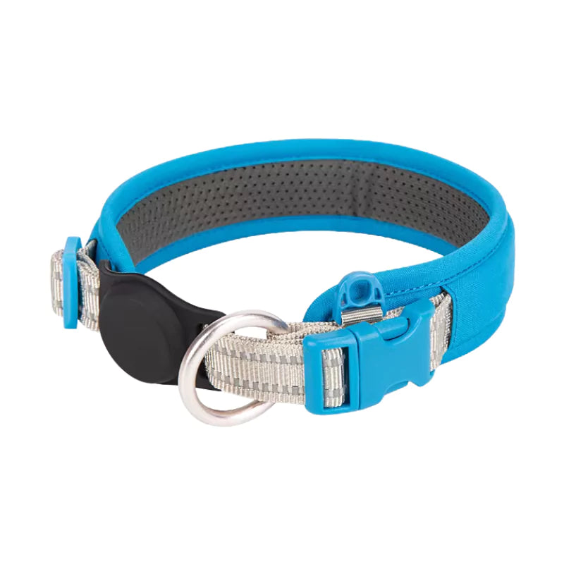 Blue Cordura Dog Collar AirTag Canine Culture