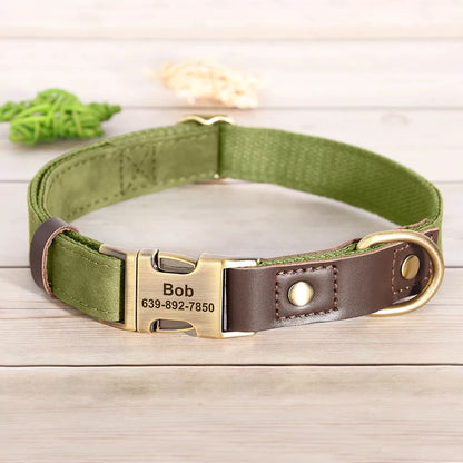 GREEN Custom Artisan Dog Collar Lead Personalised Canine Culture