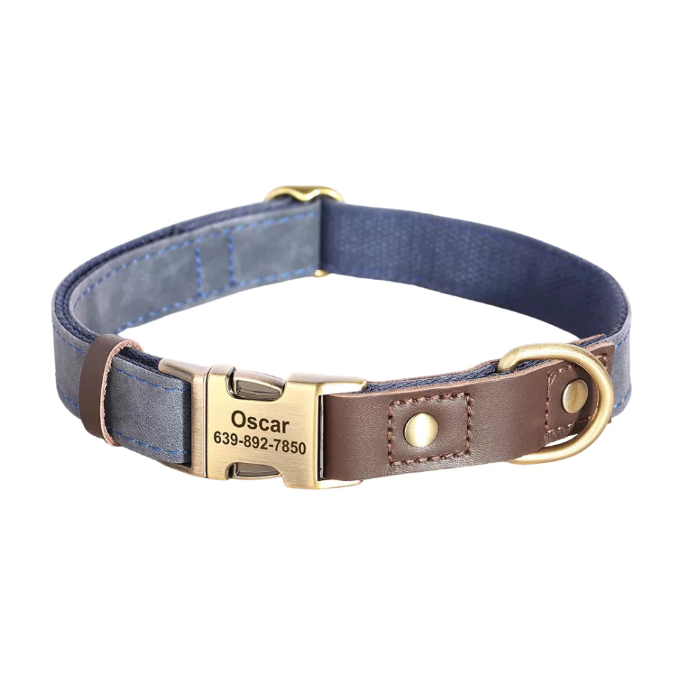 BLUE Custom Artisan Dog Collar Lead Personalised Canine Culture 