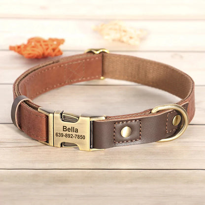 BROWN Custom Artisan Dog Collar Lead Personalised Canine Culture 