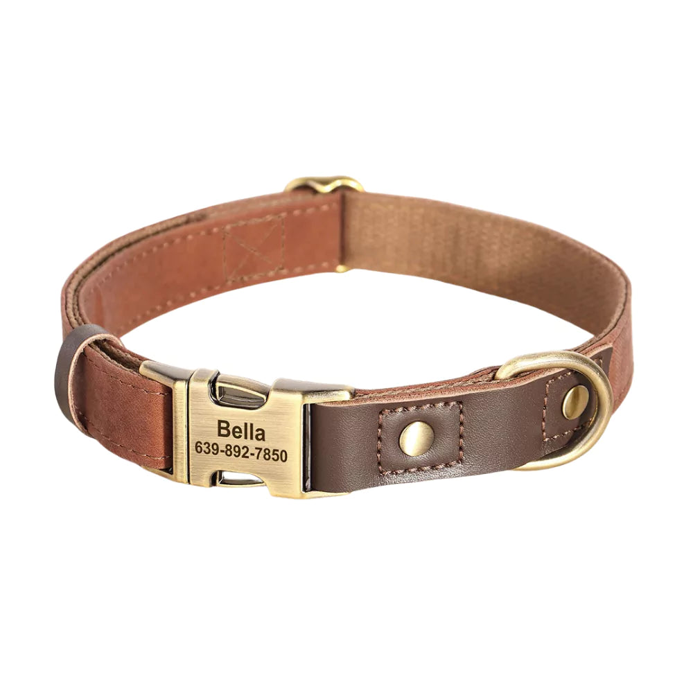 BROWN Custom Artisan Dog Collar Lead Personalised Canine Culture 