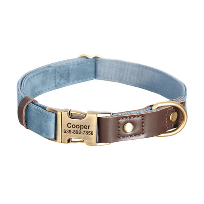 BLUE Custom Artisan Dog Collar Lead Personalised Canine Culture