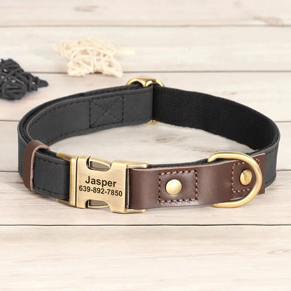 BLACK Custom Artisan Dog Collar Lead Personalised Canine Culture