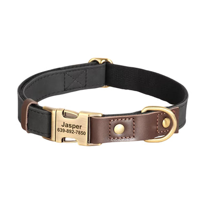 BLACK Custom Artisan Dog Collar Lead Personalised Canine Culture