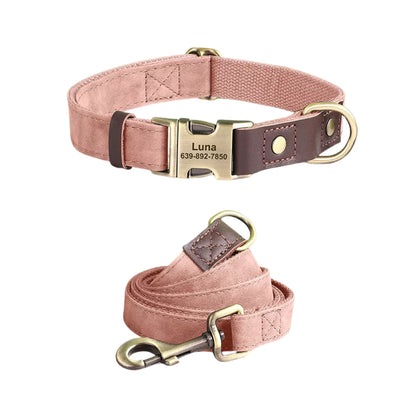 Pink Custom Artisan Dog Collar & Leash Set
