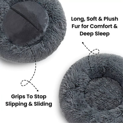 Light Silver Deep Sleep Donut Dog Bed | Ultra-Soft