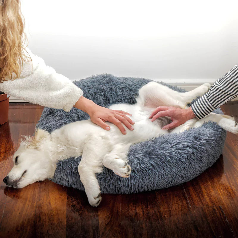 Light Silver Deep Sleep Donut Dog Bed | Ultra-Soft