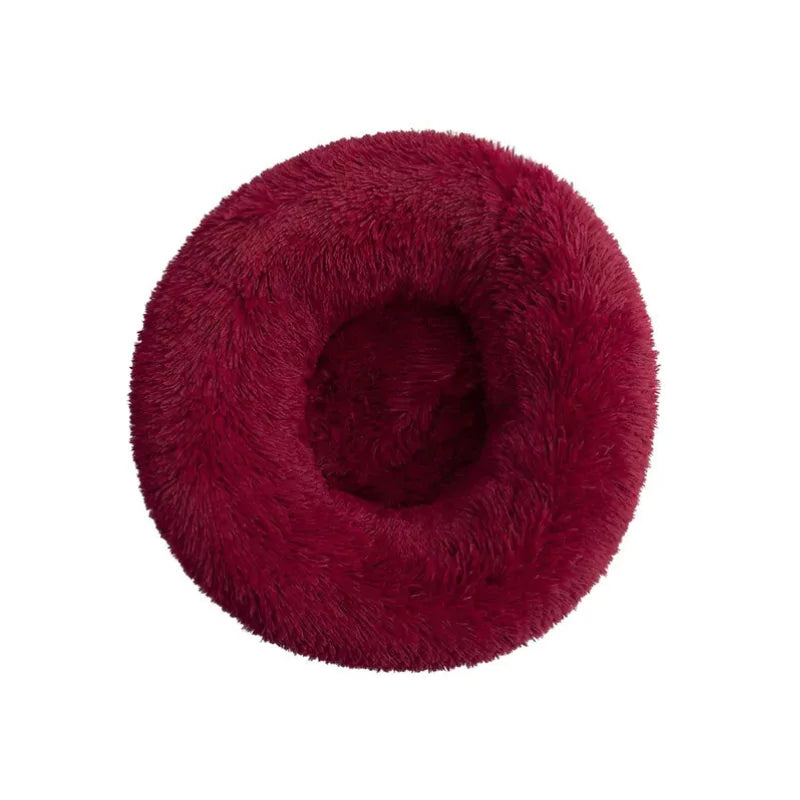 Crimson Red Deep Sleep Donut Dog Bed | Ultra-Soft