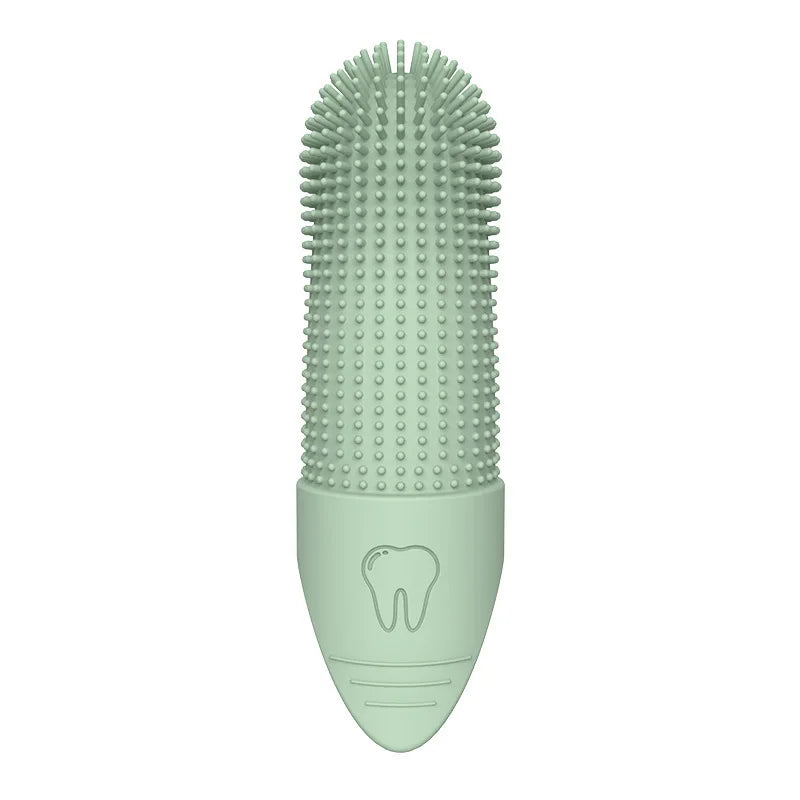 Green Soft Dog Finger Toothbrush Canine Culture