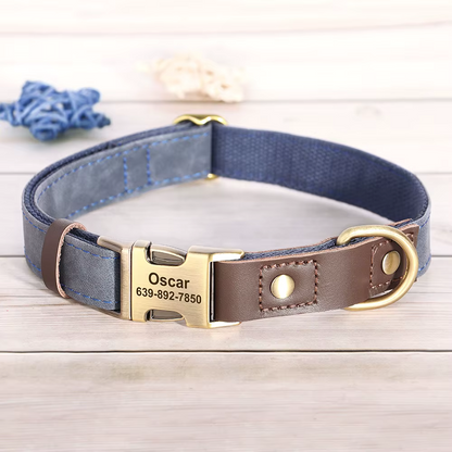 Blue Custom ID Huntsman Dog Collar Canine Culture