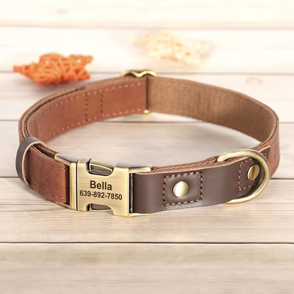 Brown Custom ID Huntsman Dog Collar Canine Culture