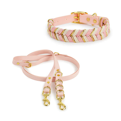 pink majesty dog collar and leash set canine culture