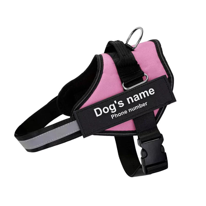 Pink Personalized Dog Harness | Reflective With Safety Handle