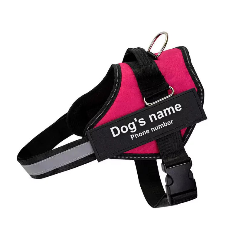 Rose Red Personalized Dog Harness | Reflective With Safety Handle