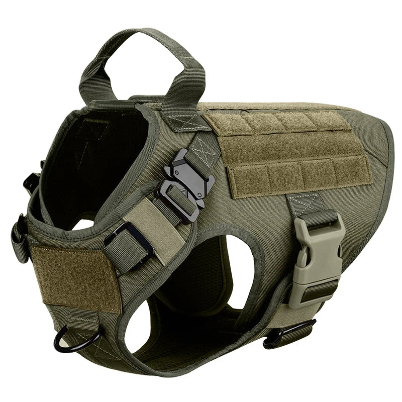 Military Green Tactical Dog Harness | Velcro