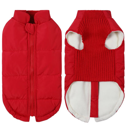 Crimson Red Warm Fleeced Dog Coat | Windproof