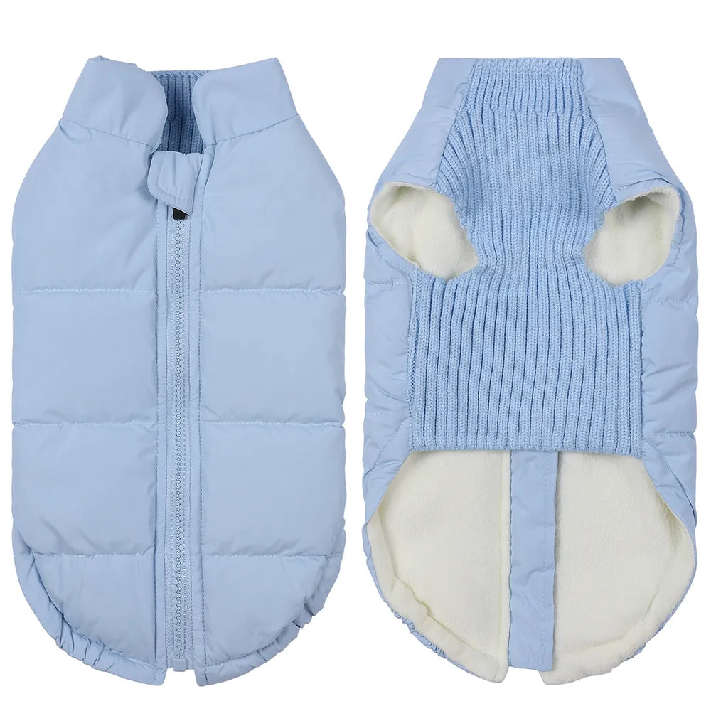 Baby Blue Warm Fleeced Dog Coat | Windproof