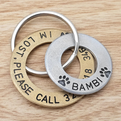 Silver & Gold Engraved Dog ID Rings